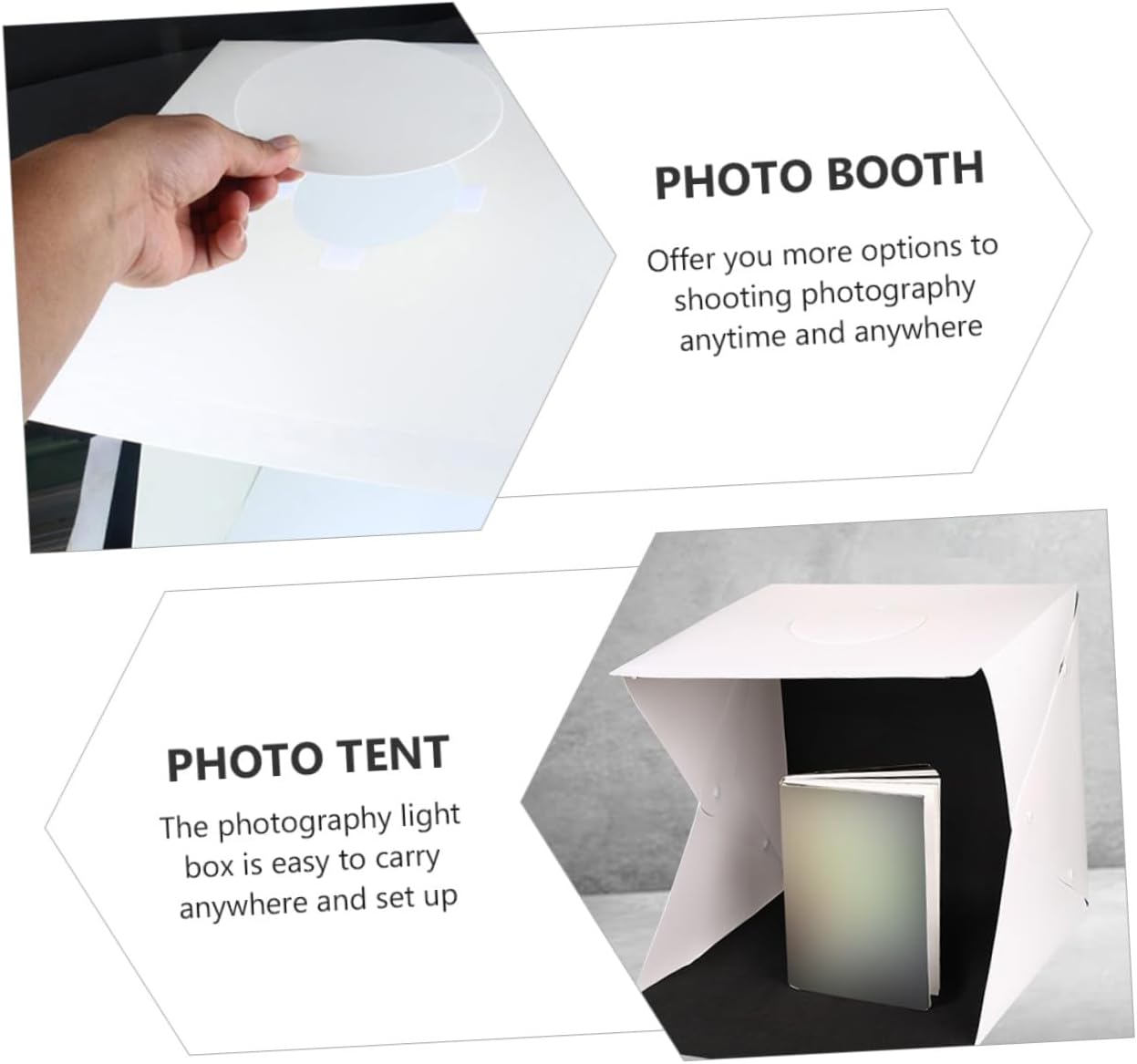 NUOBESTY Portable Photo Light Box 30cm LED Photography Tent with Black White Backdrops, Foldable Mini Photo Studio for Product Shooting and Tabletop Photography