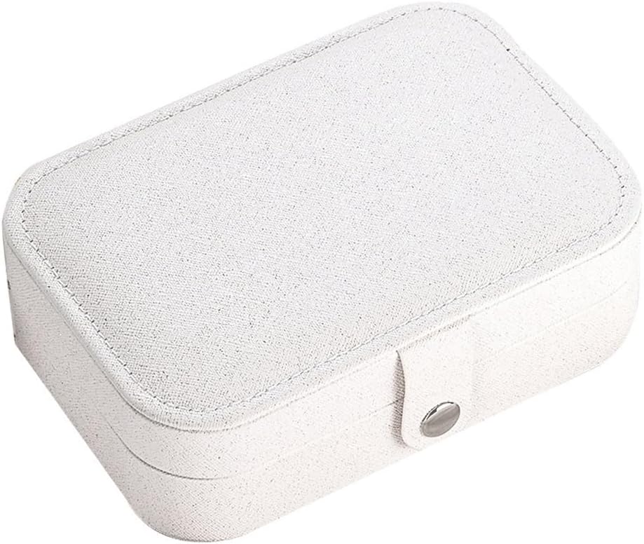 Jewelry Portable Travel Organizer Box Button Earrings Necklace Leather Storage(E)