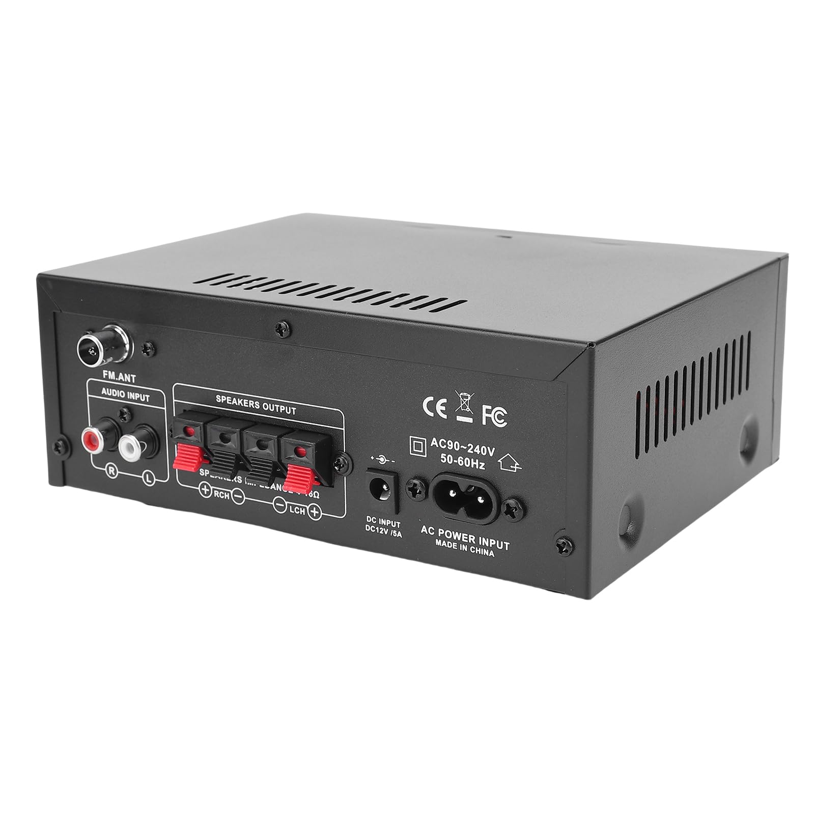 Ricevitore Audio Stereo a 2.0 Potente Amplificatore per Altoparlante Home Theater Slot per Scheda di Memoria USB Ingresso Microfono Camera da Letto Ufficio Lega di Alluminio (Spina europea)