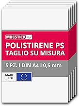 5 Sheets of Polystyrene Compact White - HIPS I DIN A4 Rigid Plastic Sheets PS Raw I 29.7 x 21 cm I 0.5 mm Thickness I for Model Making Architecture DIY I MAG259