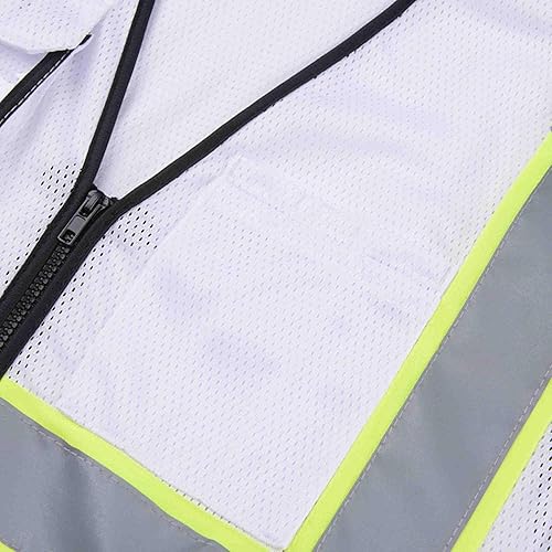 Miniatura 4 de SV2520 - Chaleco de seguridad de malla ultra fresco de lujo, 2 pulgadas reflectante con encuadernación amarilla, cremallera, 9 bolsillos, color