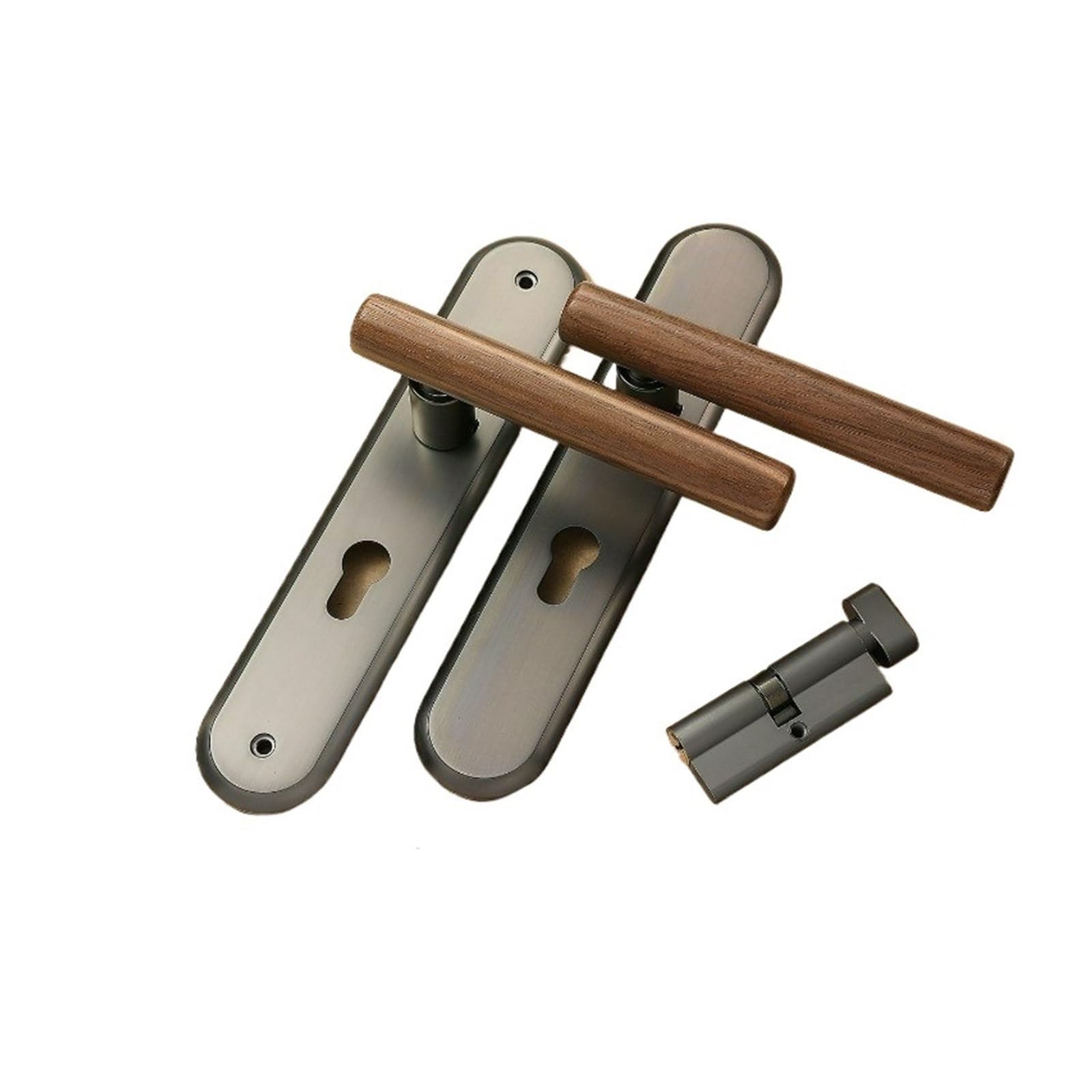 Cerradura de puerta interior Simple y de alta gama, dormitorio doméstico, madera, silenciosa Universal, mango de nogal(Black Nickel)