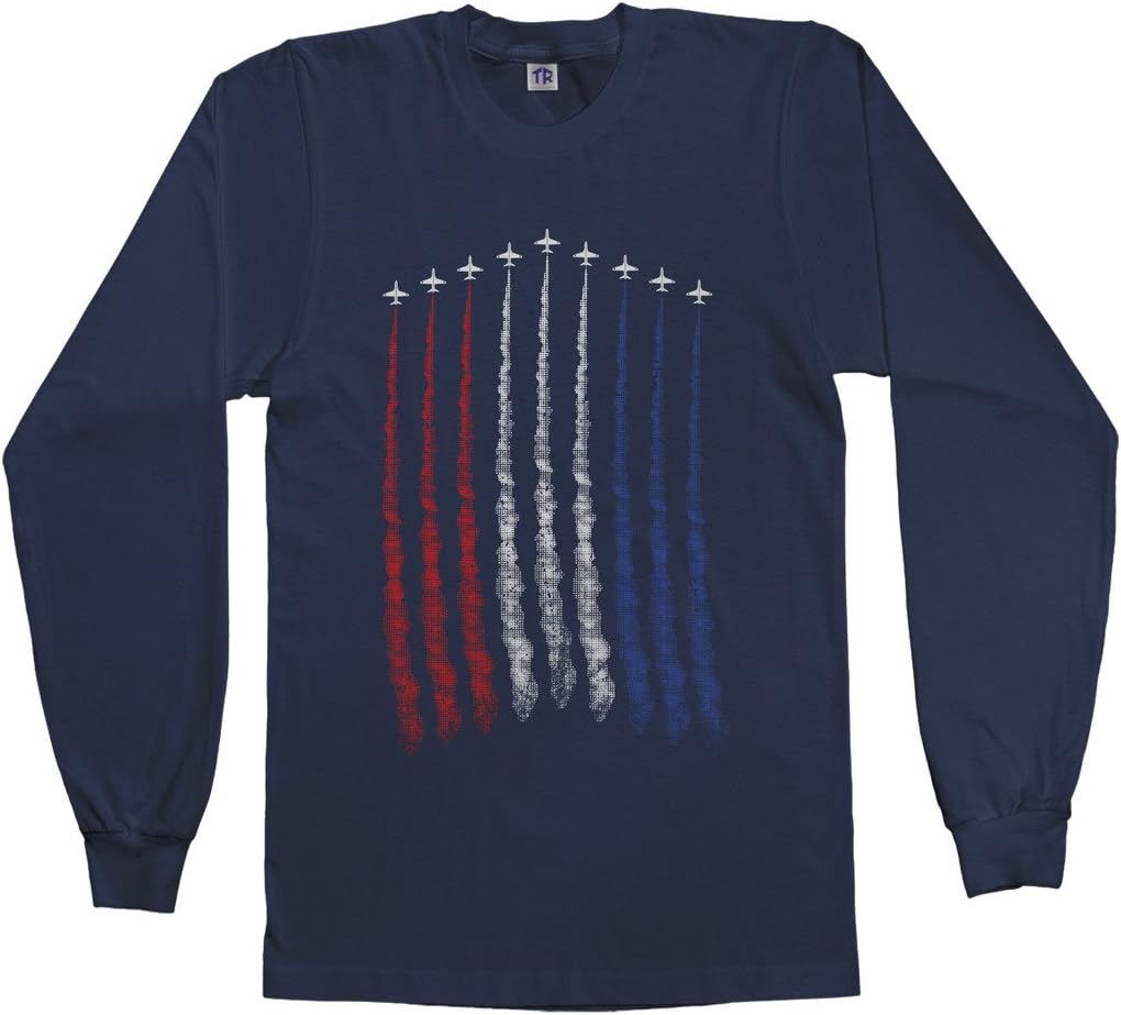 Threadrock Men's Red White Blue Air Force Flyover Long Sleeve T-Shirt