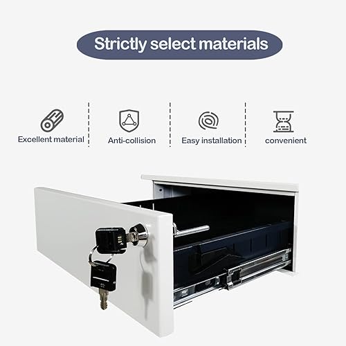 Miniatura 8 de Sanoolir Archivadores móviles de 3 cajones, archivador vertical de metal para archivos legales y de cartas, diseño antiinclinación con cerradura