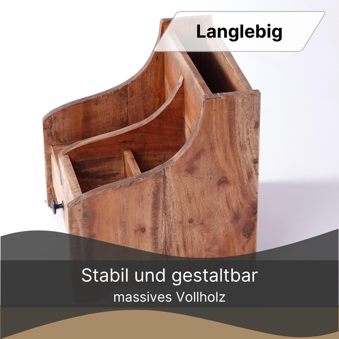 BÜRO ORGANIZER College | 30 cm, Mahagoni Holz, mit Schublade | Holz Organizer, Schreibtisch Ablage, Tisch Organizer, Natur Büroablage, Bürokiste