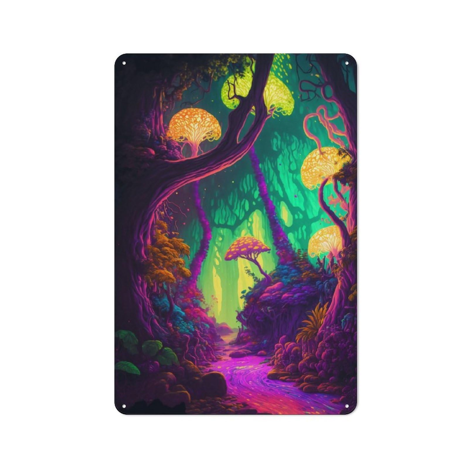 Junmoney Trippy Forest Retro-Style Metal Plaque 30X20cm For Kitchen Or Home Bar, Gift For Home Bar Enthusiasts During The Christmas Season