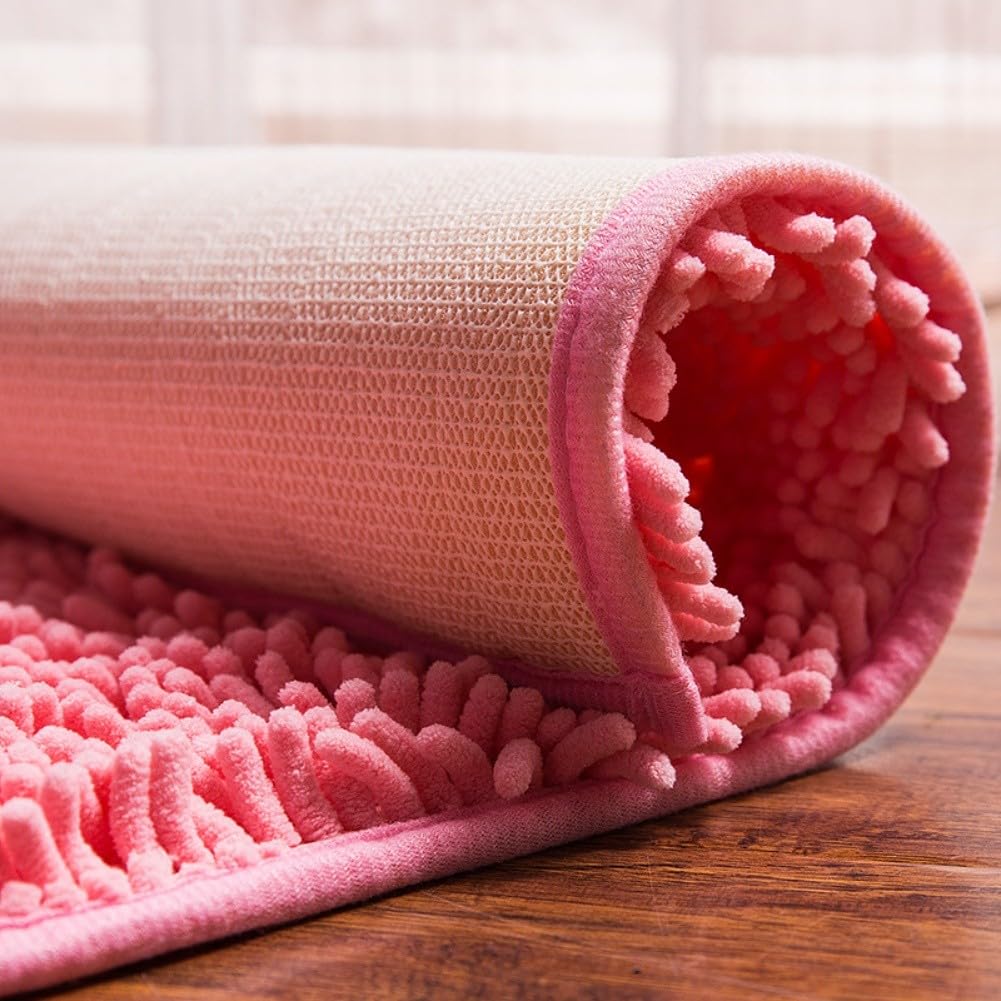 Tapis de bain chenille absorbant à poils longs - 60 x 40 cm - Antidérapant - Doux - Séchage rapide