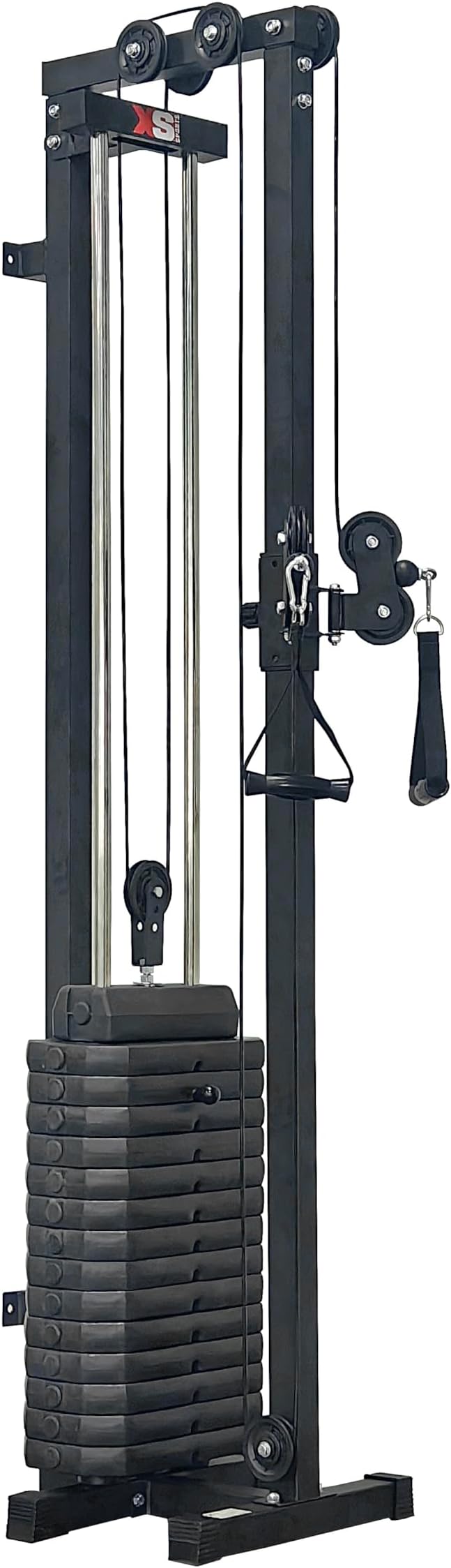 XS Sports Cable Pulley Crossover Machine - Home Gym Adjustable Dual Pulley wall mounted system with weight plate stack , Functional Trainer