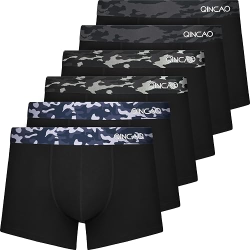 QINCAO Boxer Homme Coton Peigné Lot de 6 Ultra Doux Confo…
