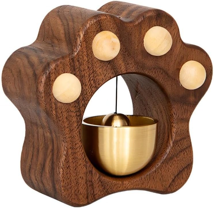 Shopkeepers Bell for Door Opening, Magnetic Attached Wood Doorbell Chime for Business, Lightweight Unique Bell for Door Wall Store Wardrobe Decor, Ebony Wood, Style 2