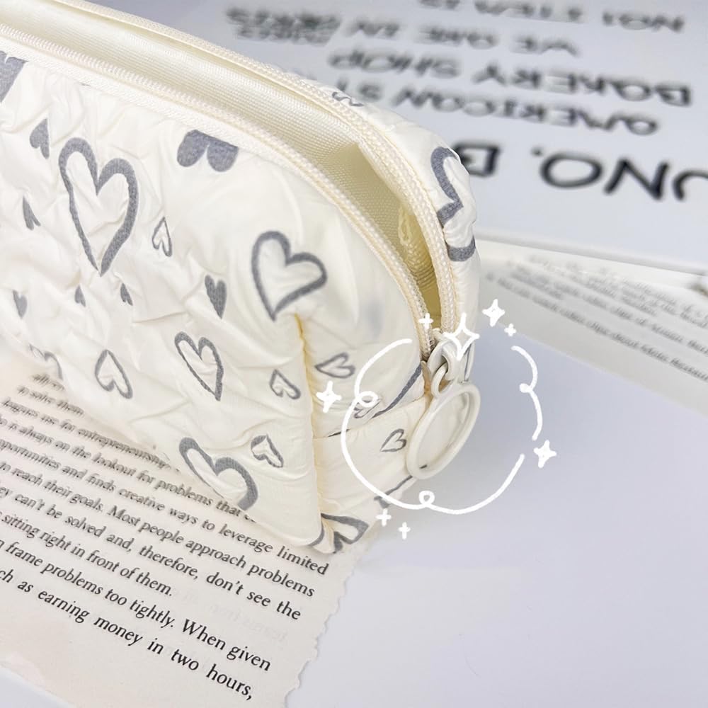 Finyoffiy 2pcs Pencil Case Large Pencil Pouch Heart Pen Bag with Zipper Aesthetic Pencil Case for Adults, Stationery Pouch Pen Case for Office (2pcs) - Image 3