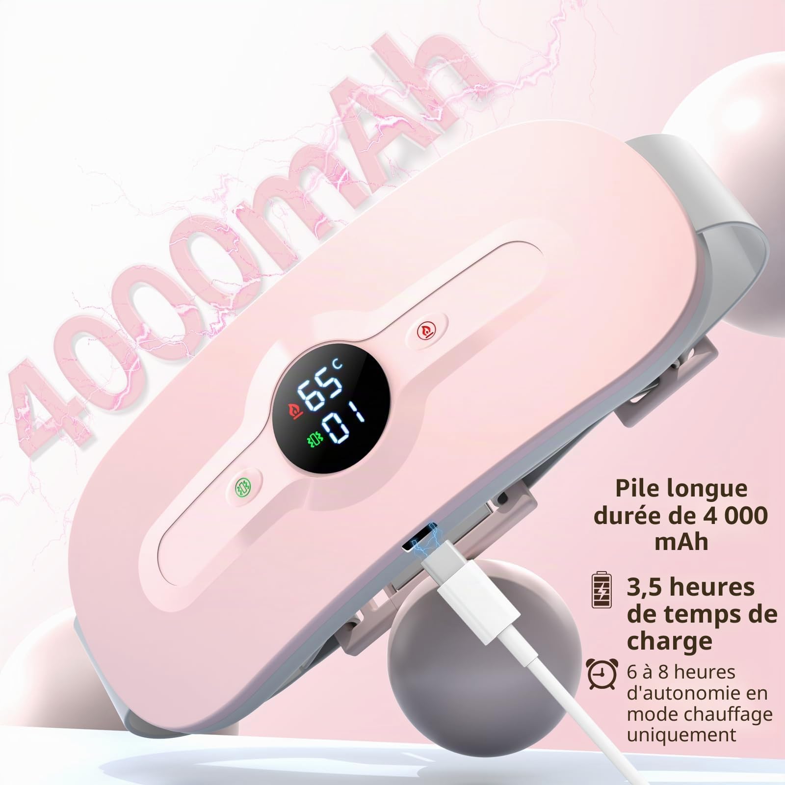 iklestar Bouillotte regles douloureuses pour soulager la douleur menstruelle rechargeable avec six modes de chaleur et de massage, ceinture chauffante regle douloureuse électrique portable pour femmes