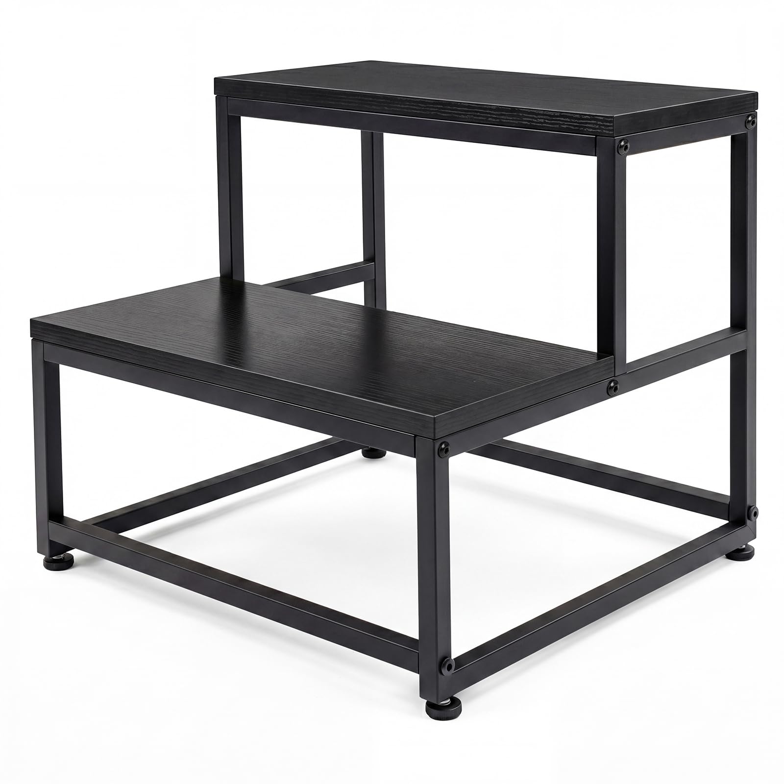 Levede Step Stool Heavy Duty for Adults & Kids – 2 Step Stool with Non-Slip Adjustable Feet & Rounded Edges, Multi-Use for Kitchen Bathroom Bedroom RV, Black