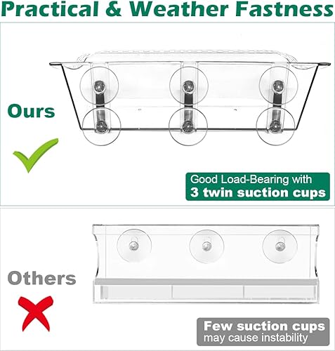 Miniatura 4 de Mokeyder Clear Bird Bath Bird Feeder for Outside Window Glass, Transparent Birdbath with Strong Suction Cups for Viewing, Bird Watching Gifts for