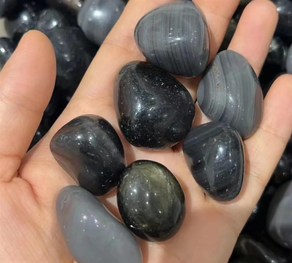 KatLin Natural Stone Natural Obsidian Crystal Tumbled Bulk Mineral Specime Gemstones Gem Raw Aquarium Decoration Gift(300g)