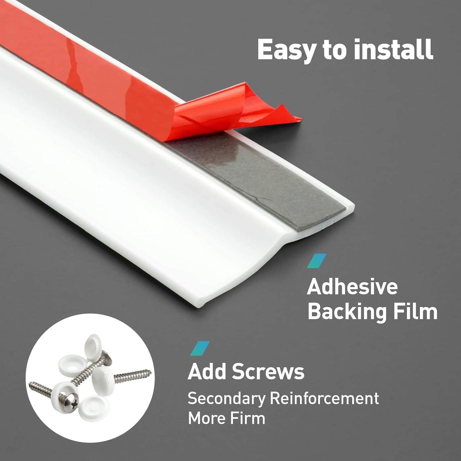 Garage Door Seal Top and Sides, 36Feet Universal White Garage Door Weather Stripping Replacement, Adhesive Backed Rubber Garage Door Trim Seal Strip