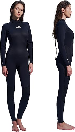 Vista 10 de Trajes de neopreno para hombres y mujeres, pecho trasero con cremallera frontal, 0.157 pulgadas (3/0.079 in), trajes húmedos de cuerpo completo