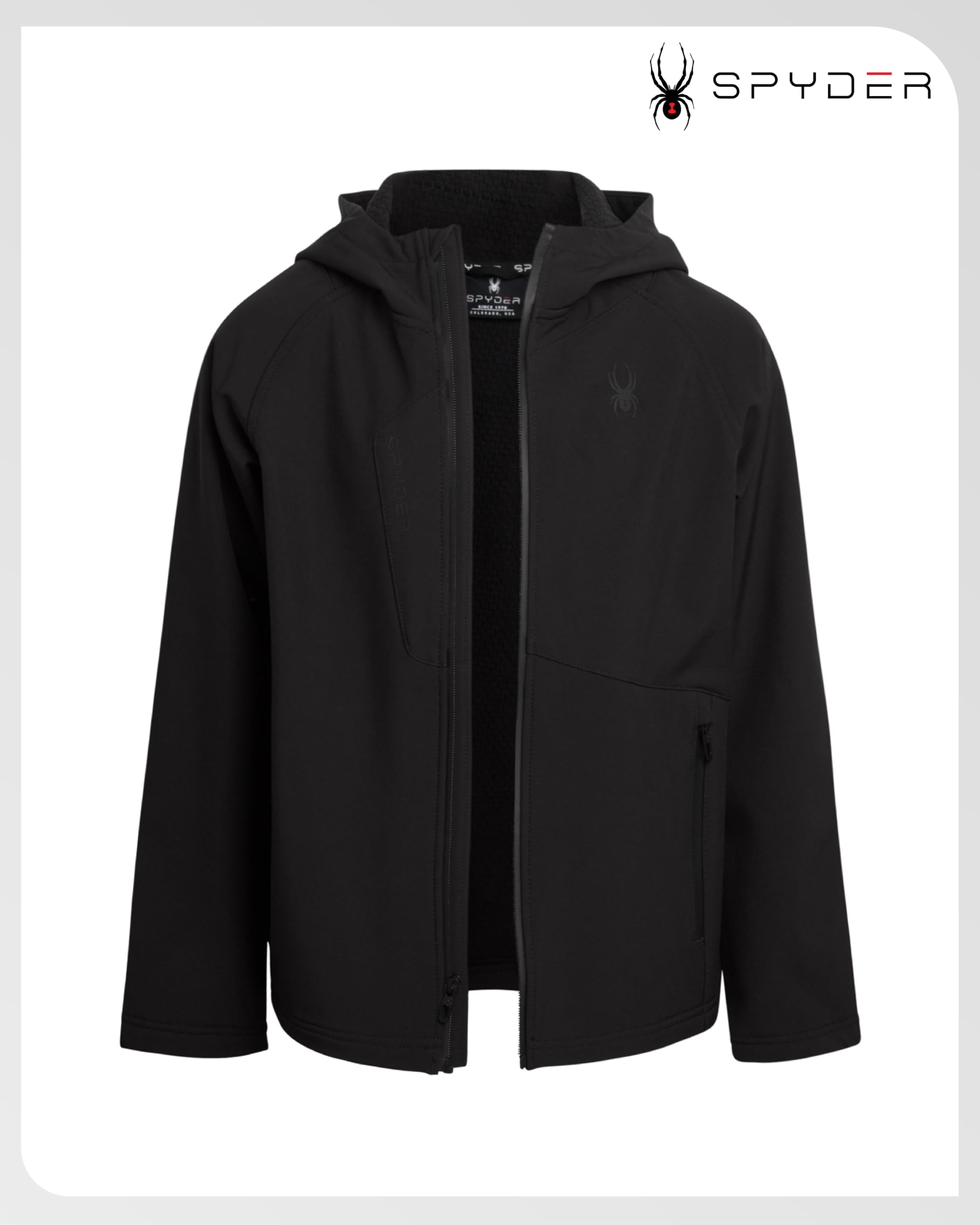 Spyder Chaqueta cortavientos para niños, chaqueta impermeable ligera con forro polar para niños, resistente al viento y al agua, abrigos para niños