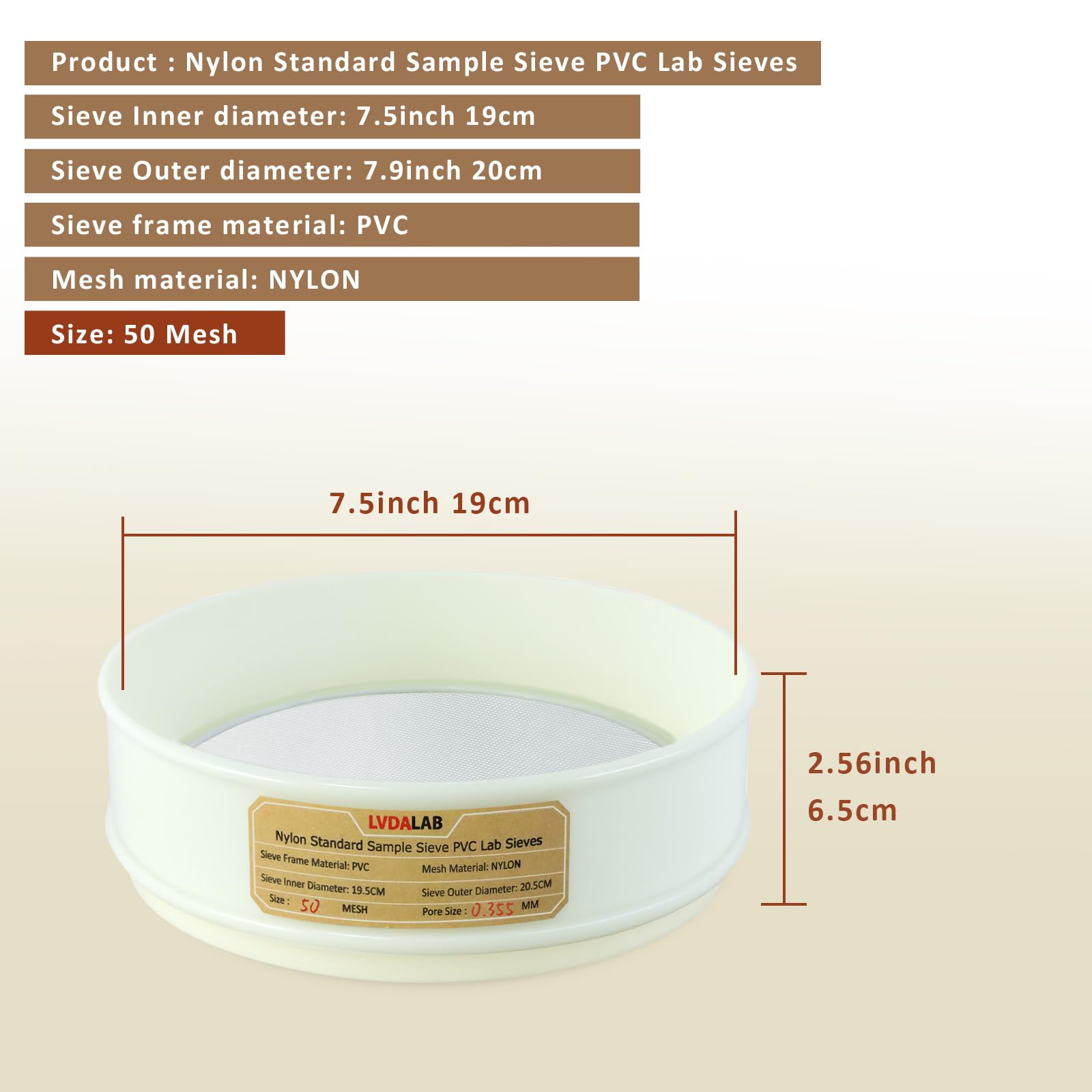 PVC Lab Sieve - 50 Mesh Nylon Screen -2 PVC Lab Sieve - 50 Mesh Nylon Screen -2
