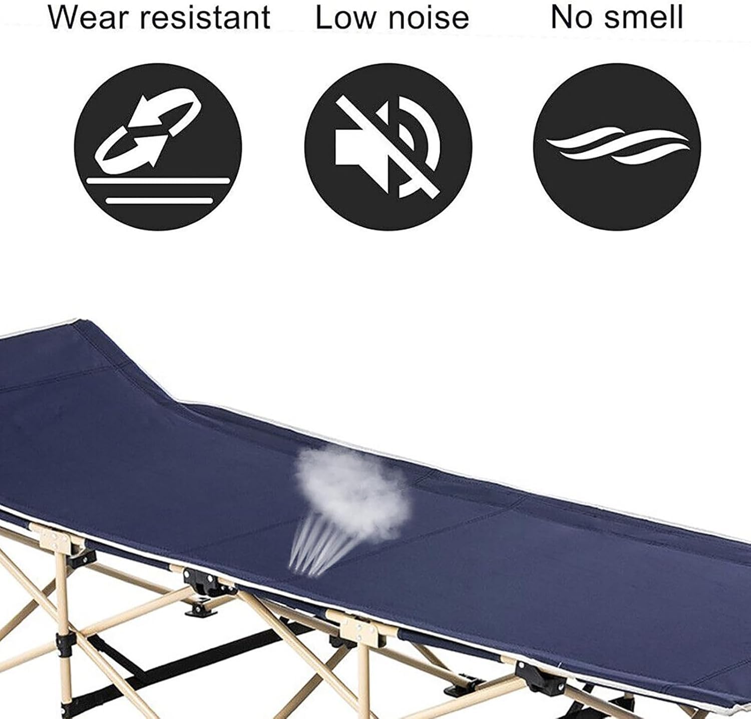 Campingbett Klappbar XL Feldbett 250kg Belastbar Faltbare Campingliege mit Seitentasche Tragbares Klappbett für Camping Outdoor Garten Strand Reise Gästebett Indoor Outdoor