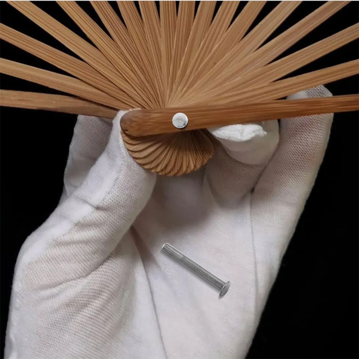 STOBAZA Kit 12 Pezzi Perni e Rivetti per Ventaglio Pieghevole 3 MM Accessori di Ricambio per Riparazione Ventagli Portatili Chiodi a Testa Tonda per Uso Fai da Te