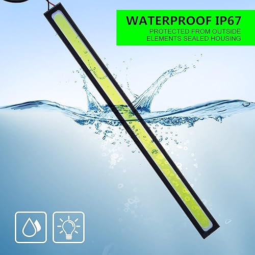 Miniatura 5 de YnGia 2 luces LED COB para correr diurna para automóvil, tira de luz DRL de 6.7in, tira de luz diurna blanca COB LED para conducción antiniebla de