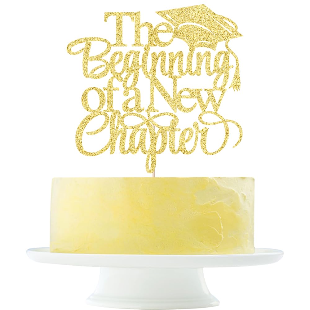 The Beginning of a New Chapter Cake Topper 2024 High school university postgraduate graduation theme party Cake Decorations Boys and girls Graduation in 2024 Cake decorations