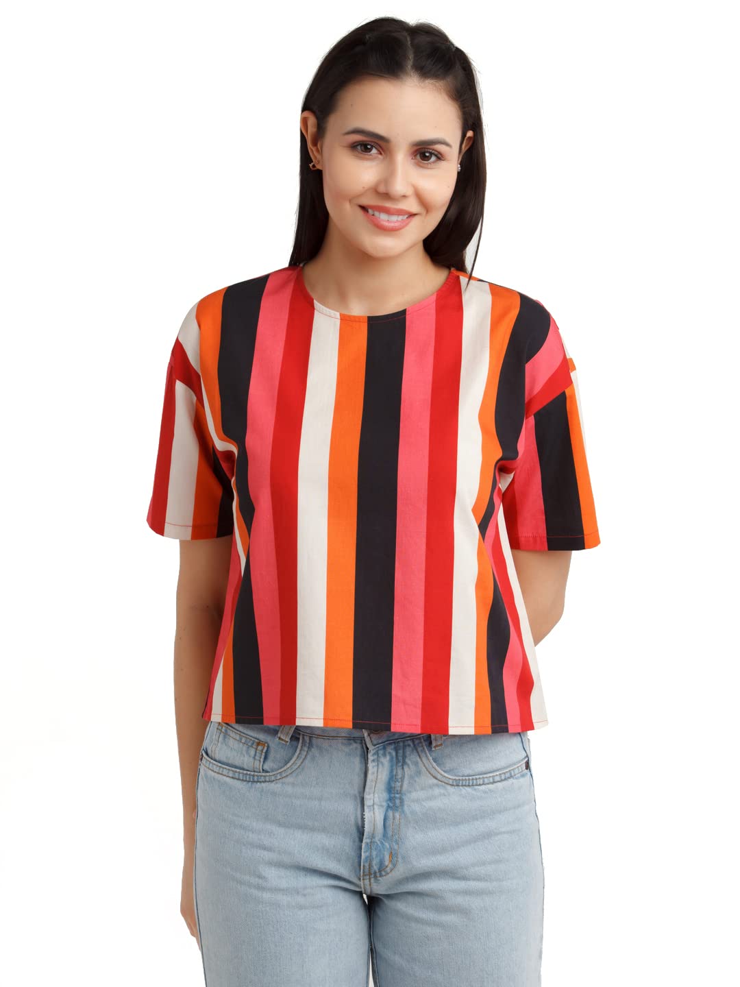 zink london Women's Multi-Colored Stripes Oversized Top-picture-4