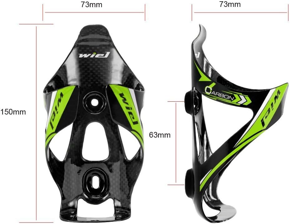 Wiel 100% Full Carbon Fiber Bicycle Bike Light Drink Water Bottle Cage Holder (2PCs Green) : Sports & Outdoors