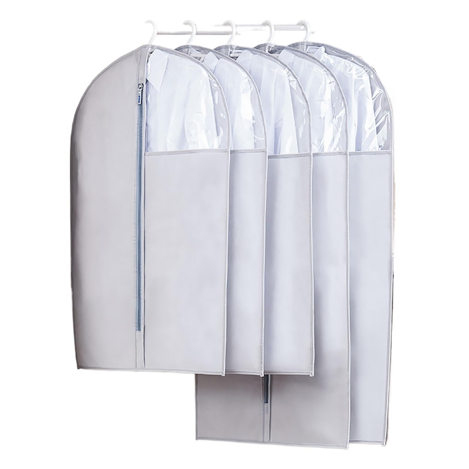 Garment bag, 2-pack, Zippered Clothing, Suitable for Coats, Dresses, Jackets(Gray,57 * 110cm/22 * 43in)