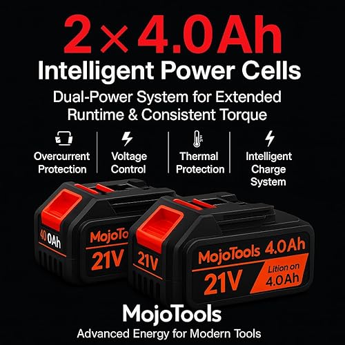 Miniatura 5 de Kit de amoladora angular inalámbrica sin escobillas de 21 V, 4-12 pulgadas, 9000 RPM, 2 baterías de 4.0 Ah y cargador rápido, 8 discos (5 metal + 1