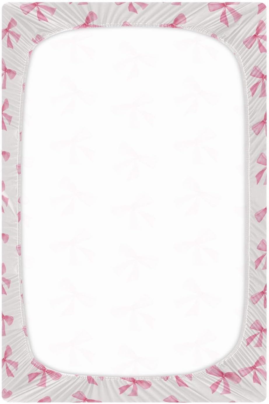 Pink Bow Crib Sheets for Boys Girl Coquette Cherry Bows Print Mattress Cover Cute Unisex Toddler Baby Bed Sheets Fitted Standard Crib Sheets 28x52 Inch