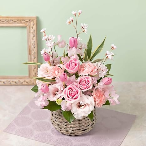 Amazon 桜のアレンジメント イイハナ ドットコム Classy Spring 桜咲く春 春限定 フラワーギフト チューリップ カーネーション フラワーアレンジメント オンライン通販
