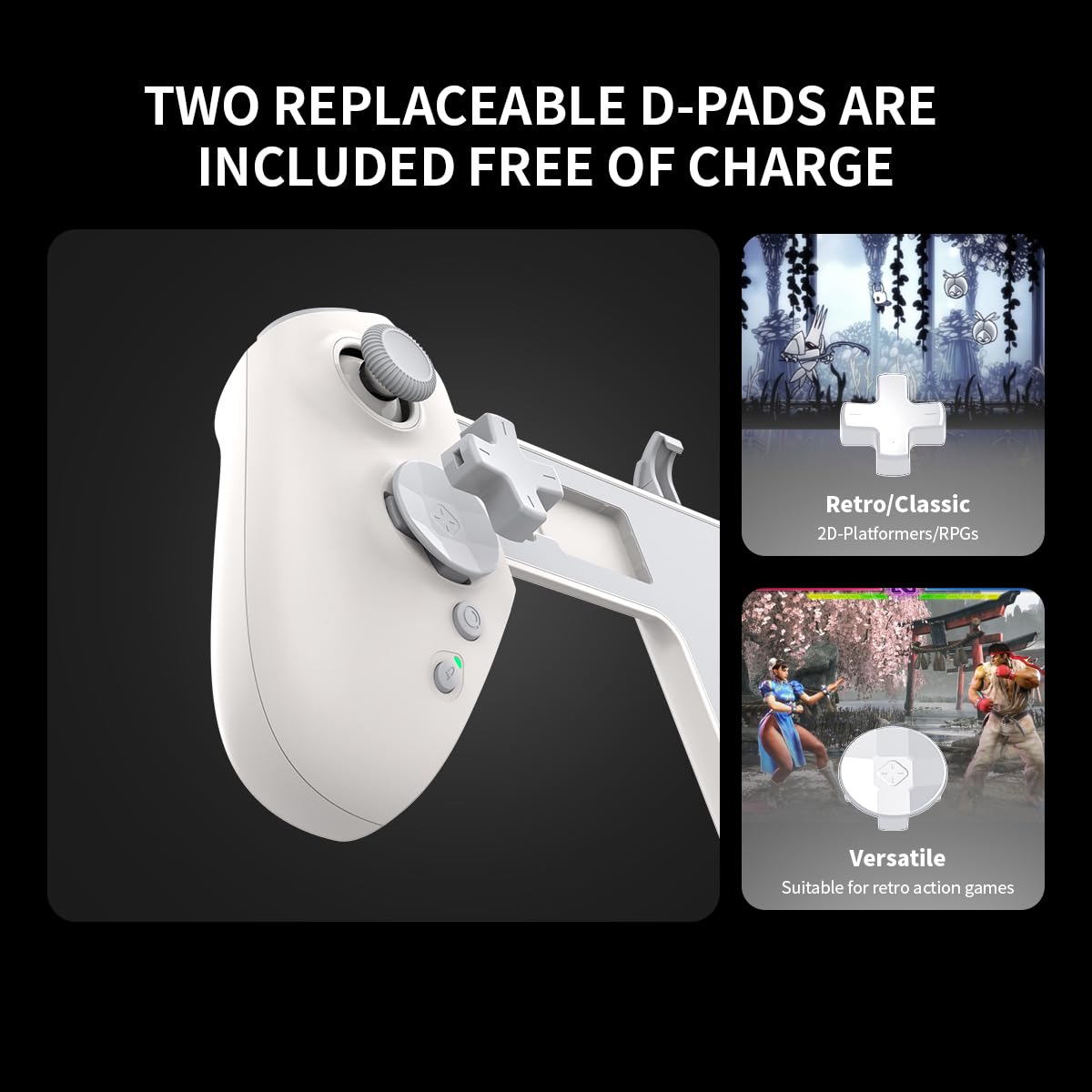 ASRVA Hall Effect Wired Controller for Nintendo Switch 2, Gamepad with 4 Game Card Slots, 2 Replaceable D-pad Caps (Cross/Disc), Turbo, Dual Vibration & Motion Control, Ergonomic Joypad for Switch 2 Console (White)