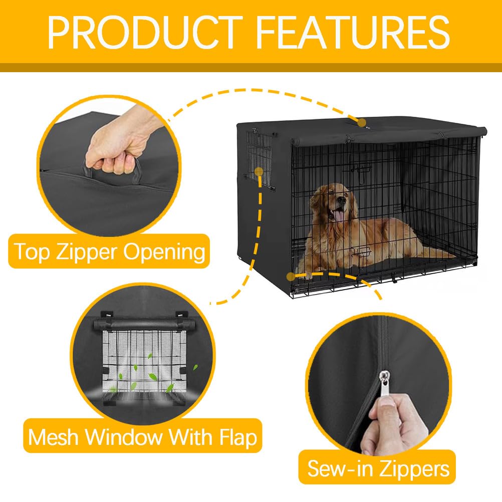 Copertura resistente per trasportino per cani con tende a rullo coperture per trasportini 600D finestre con rete di ventilazione universale solo copertura,Nero,107×71×76cm
