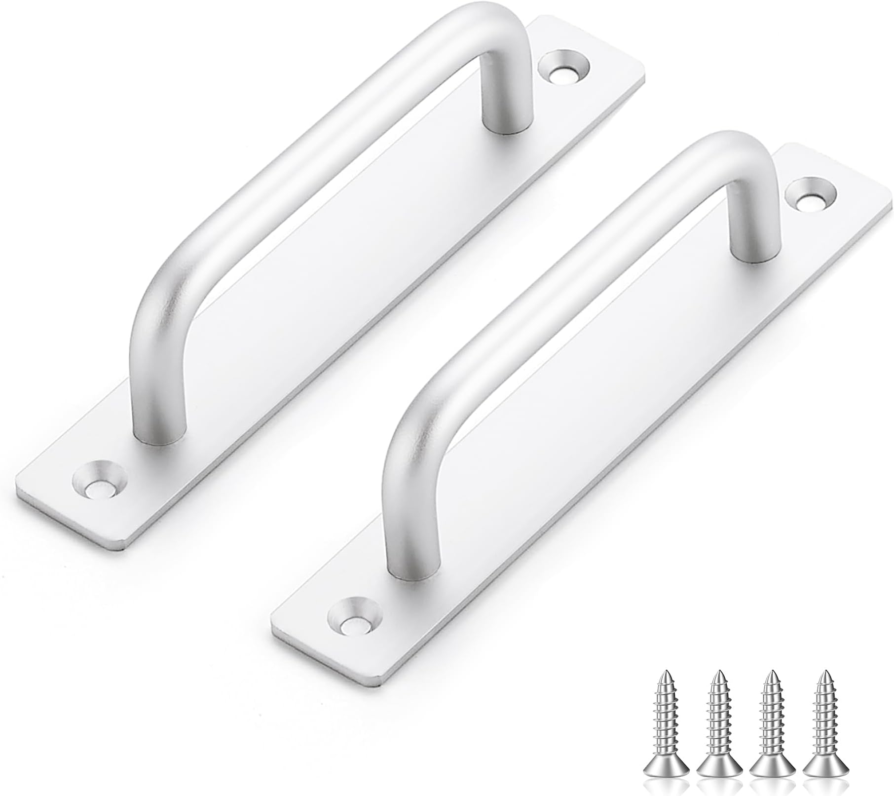 Sponsored Ad – Tazweeq Barn Door Handles, 1 , Hole Center Cabinet Pull Handle Zinc Alloy Pulls, with Plate for Closet , Silver