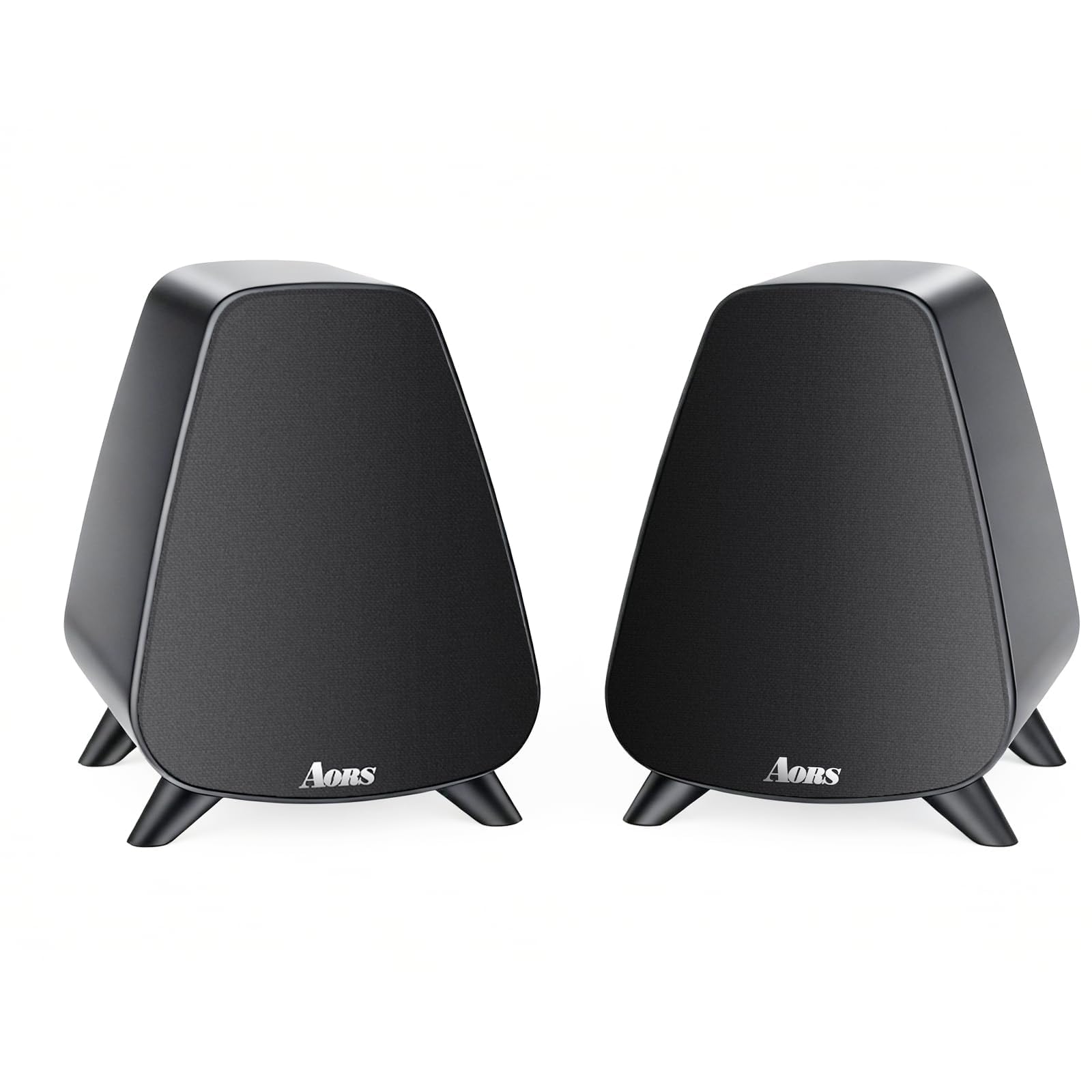 AS31 Active Bookshelf Speakers Bluetooth -2.0 Powered Speaker Stereo Computer Speakers for Desktop pc ，Monitor Speakers 80WRMS/3inch Bass RCA/Optic Inputs, Wooden Compact (Black)-image-9