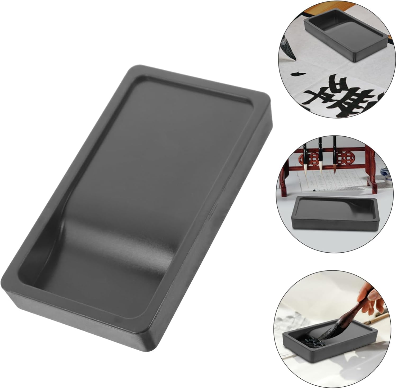 VILLCASE 4pcs Calligraphy Inkslab Portable Dual-sided Writing for Students Smooth Ink Plate for Beginners Calligraphers and Artists and Easy to Use