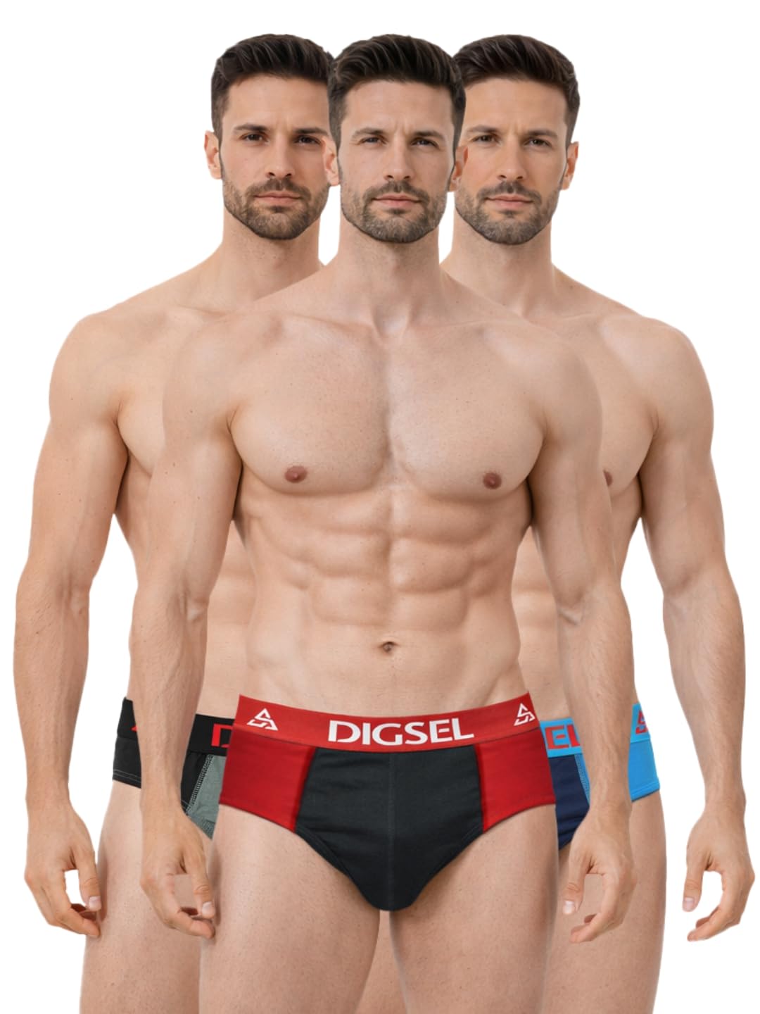 Men 100% Combed Cotton Outer Elastic Self Design Briefs_ D Redz Pack of 3-image-15