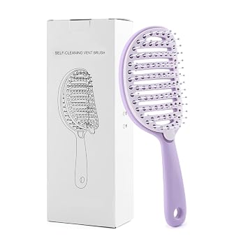 Self Cleaning Detangling Brush, Soft Bristles w/Screen for Wet/Dry