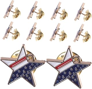 OUNONA 10個アメリカ国旗 ブローチ ラペルピン 五芒星型 バッジ 合製 色あせにくい 軽量 レディース用 パーティー パレード イベント対応