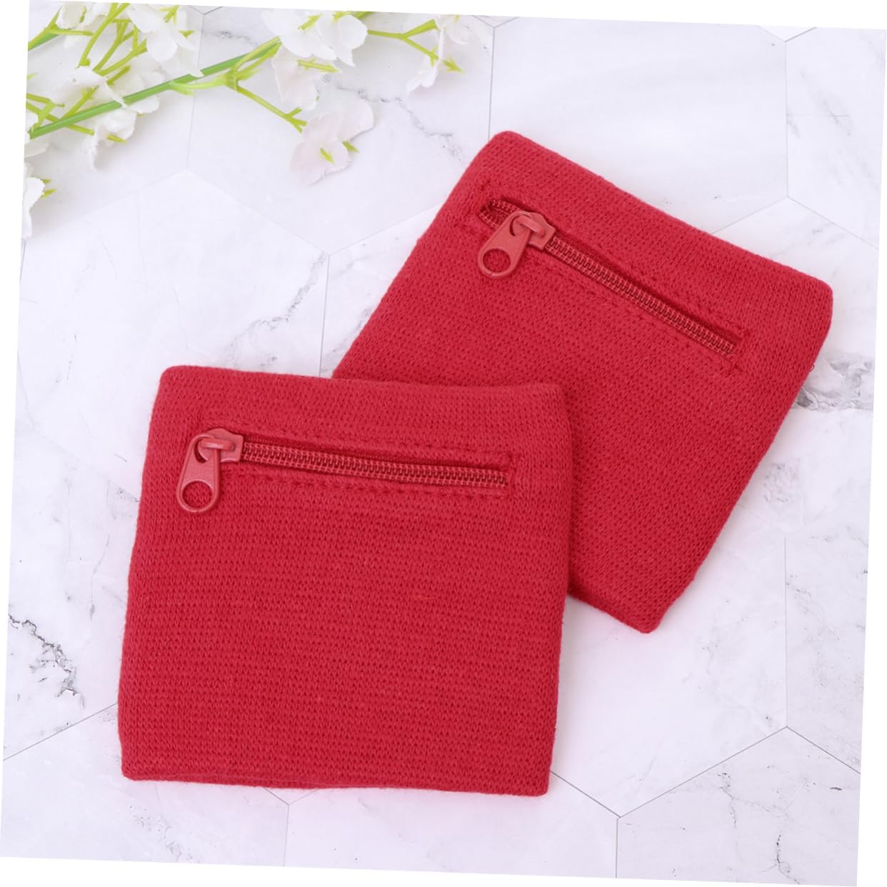 2pcs Wristband Bag Zipper Keys Pouch for Men Running Belt Red Pouch Bag
