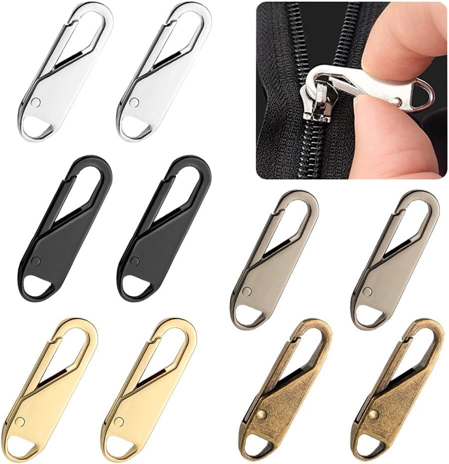 Detachable Zipper Pulls Head, 10 Pcs Universal Detachable Zipper Puller, 5 Different Colors Zipper Pull Replacements for Luggage Backpack Leather Bag Coat Or Jacket