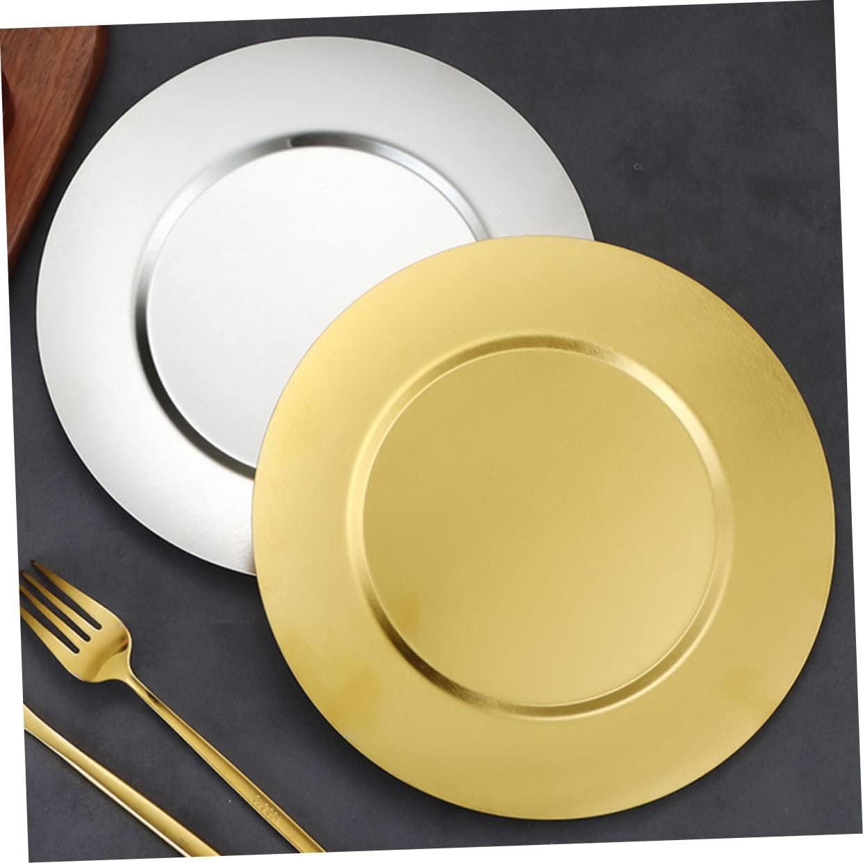 Stainless Steel Round Serving Plate Lightweight Vintage Metal Dish for Dinner Camping Picnic and Snacks Resistant Easy to Clean