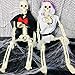 2 Sets 19" Posable Halloween Skeleton- Full Body Halloween Skeleton with Movable/Posable Joints bride and groom Accessories for Best Halloween Decoration