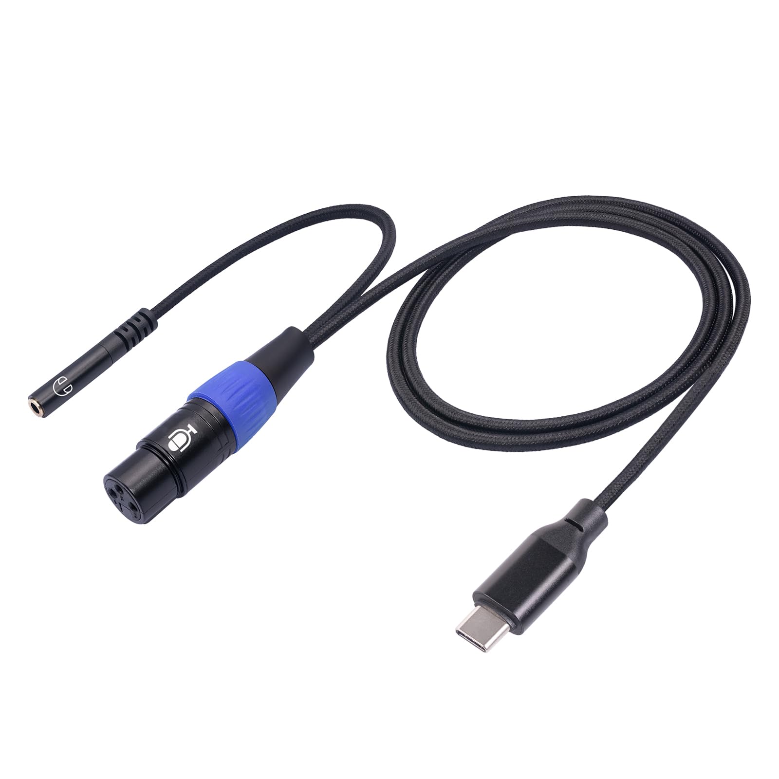 Interfaz digital XLR a USB C de 3.3 pies, cable de micrófono hembra USB C a XLR hembra de 3.5 mm (1/8), cable de auriculares USB C a 3.5 mm y cable de grabación de micrófono hembra XLR para smartphone