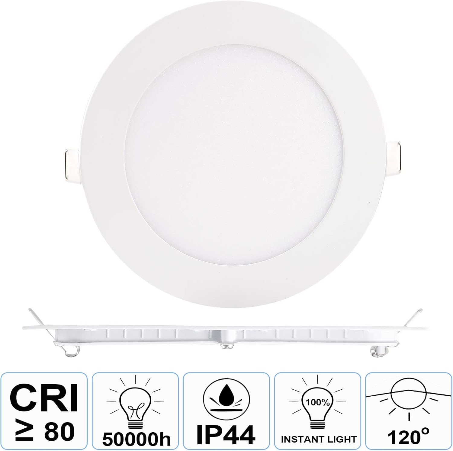 NRGDILY 2 Pack 12W LED Downlights - Ultradun 9mm Inbouwspots Koel Wit 6500K, 150-160mm Uitsparing, Ronde Plafondverlichting