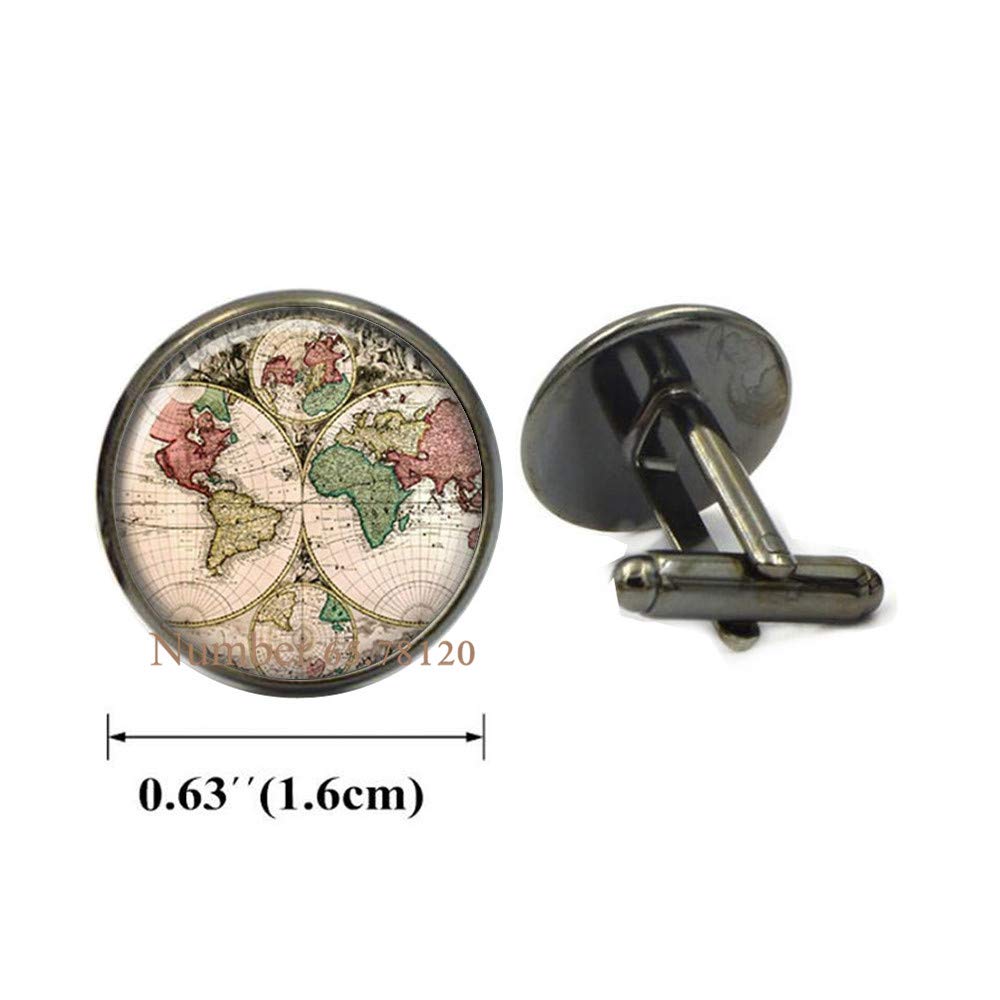 Yijianxhzao World Cufflinks,Globe Cufflinks,Dainty Cufflinks,World Map Cufflinks,Map Cufflinks,Cufflinks for Women,Travel Cufflinks,BV380