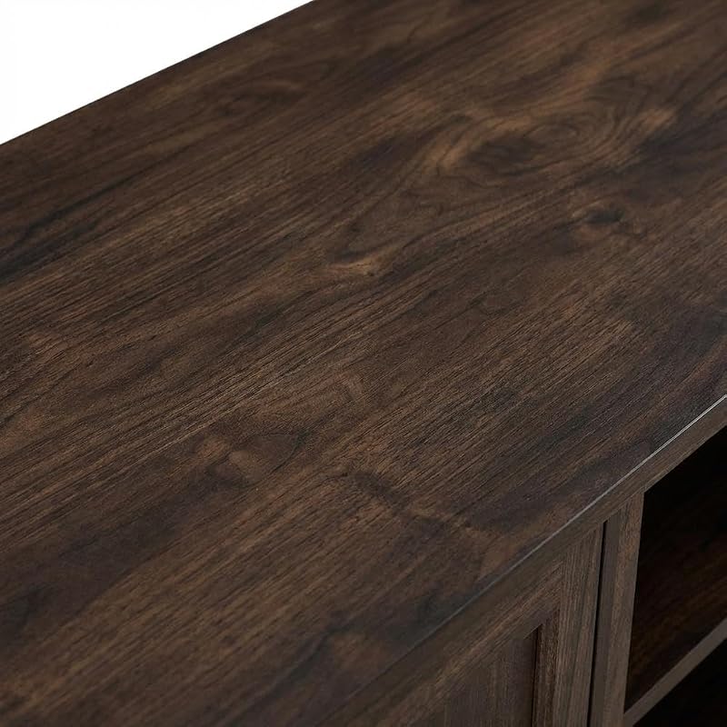 Furnifact Dark Walnut Camden Corner TV Stand for 65+ Inch TVs, Modern Design, Sturdy Construction, Space-Saving Corner Unit, Durable Wood Finish image 5