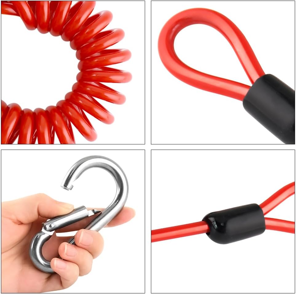 Trailer Breakaway Cable with Stainless Steel Carabiner 6ft Upgrade Heavy Duty Trailer Brake Cable Spring Towing Coiled Wire with Clip for RV Trailer Emergency - Image 4